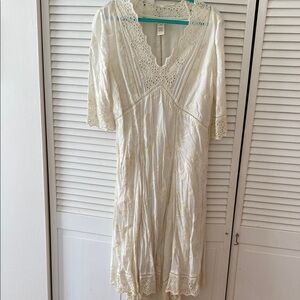Sundance Cream Asymmetrical Dress with V-Neckline